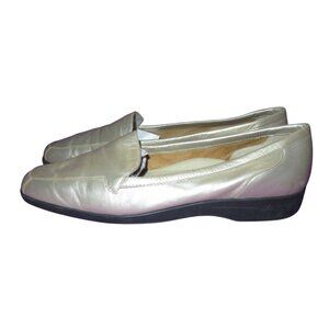 Easy Spirit Devitt Anti Gravity Metallic Silver Brazilian Leather Loafers